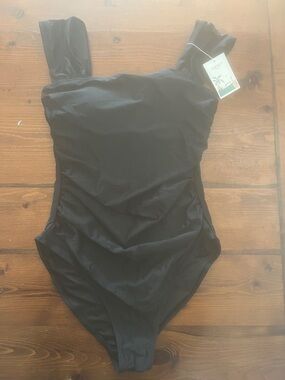 Black Square-Neck One-Piece Swimsuit - Timeless Beachwear